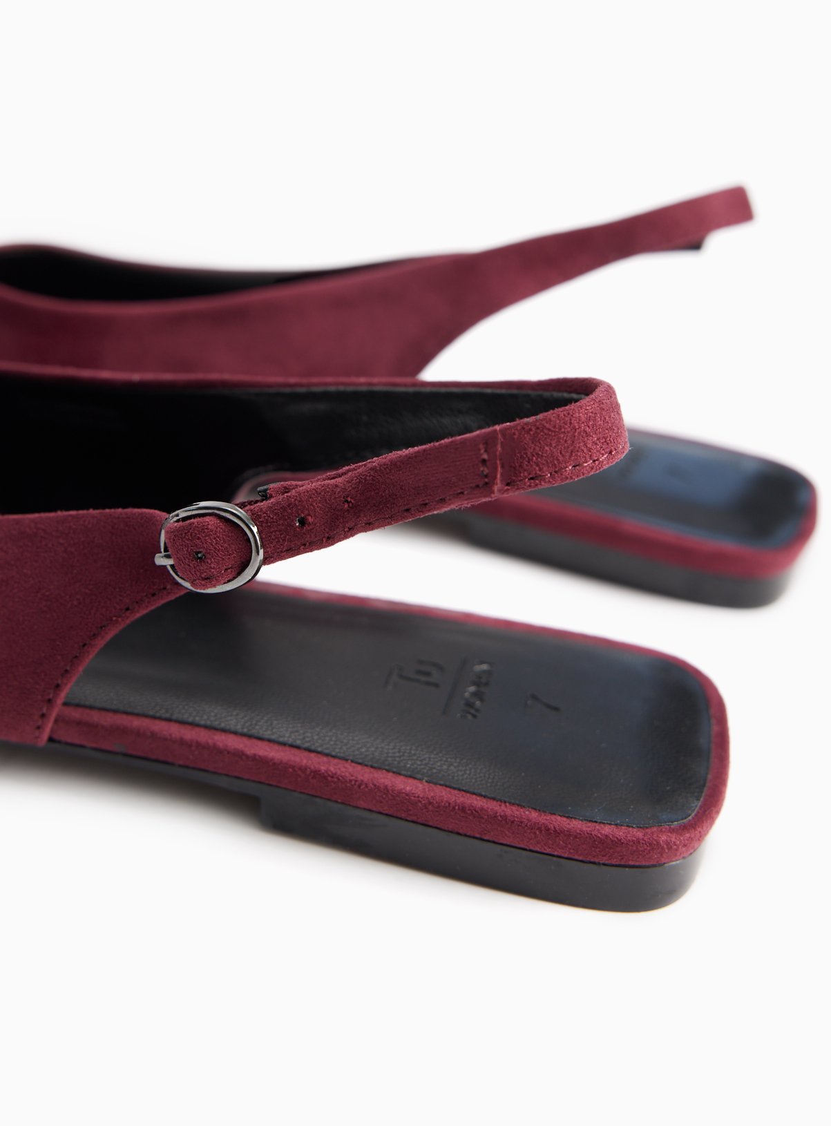 Dark Red Faux Suede Slingback Sandals 4 - Image 4 thumbnail